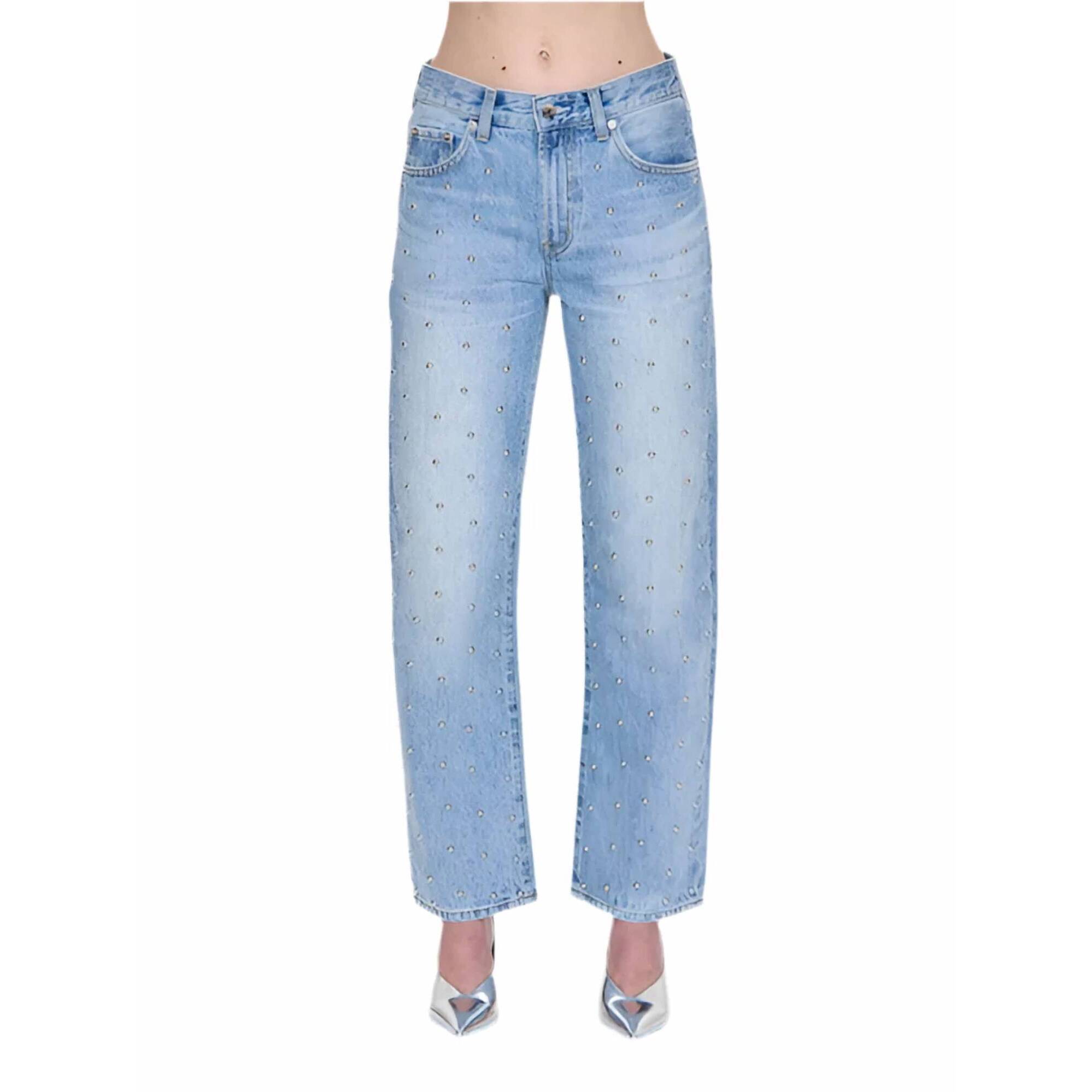 New Pistola Lexi Studded Bowed Straight Jeans In Aries